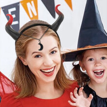 Halloween-Haarreif mit farblich abgesetztem Kalbshorn-Motiv für Partys und Cosplay