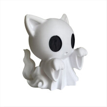 Halloween-Katzen-Geisterstatue – 3D-gedruckte, niedliche Tischdekoration für Zuhause