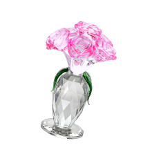 Kleurrijk Kristallen Roos Beeldje Ornament Lente Boeket-Roze
