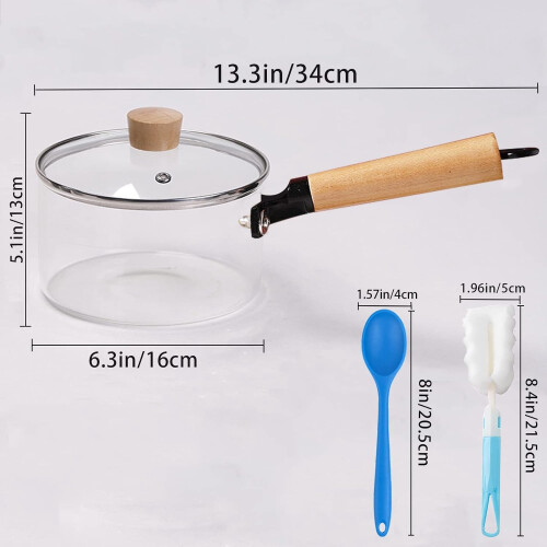 2er-Pack Glas-Kochtopf-Set, hitzebeständig, 1,7 l (60 oz) 1