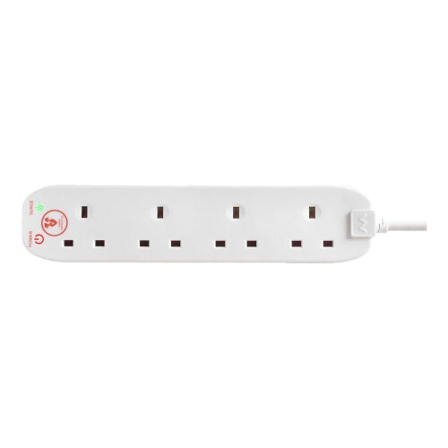 Masterplug 4 Socket Surge Protected Extension Lead Power Strip 2 Metre 1
