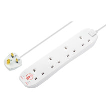 Masterplug 4 Socket Surge Protected Extension Lead Power Strip 2 Metre