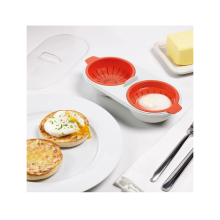 Eierpochierer, Kunststoff-Kochgeschirr, Doppelbecher-Eierkocher, Küchen-Dampfgarer-Set, Eierkocher-W