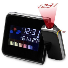 Digitaler LED-Projektionswecker mit Temperaturanzeige, Tischuhr, Datumsanzeige, Kalender, USB-Ladean