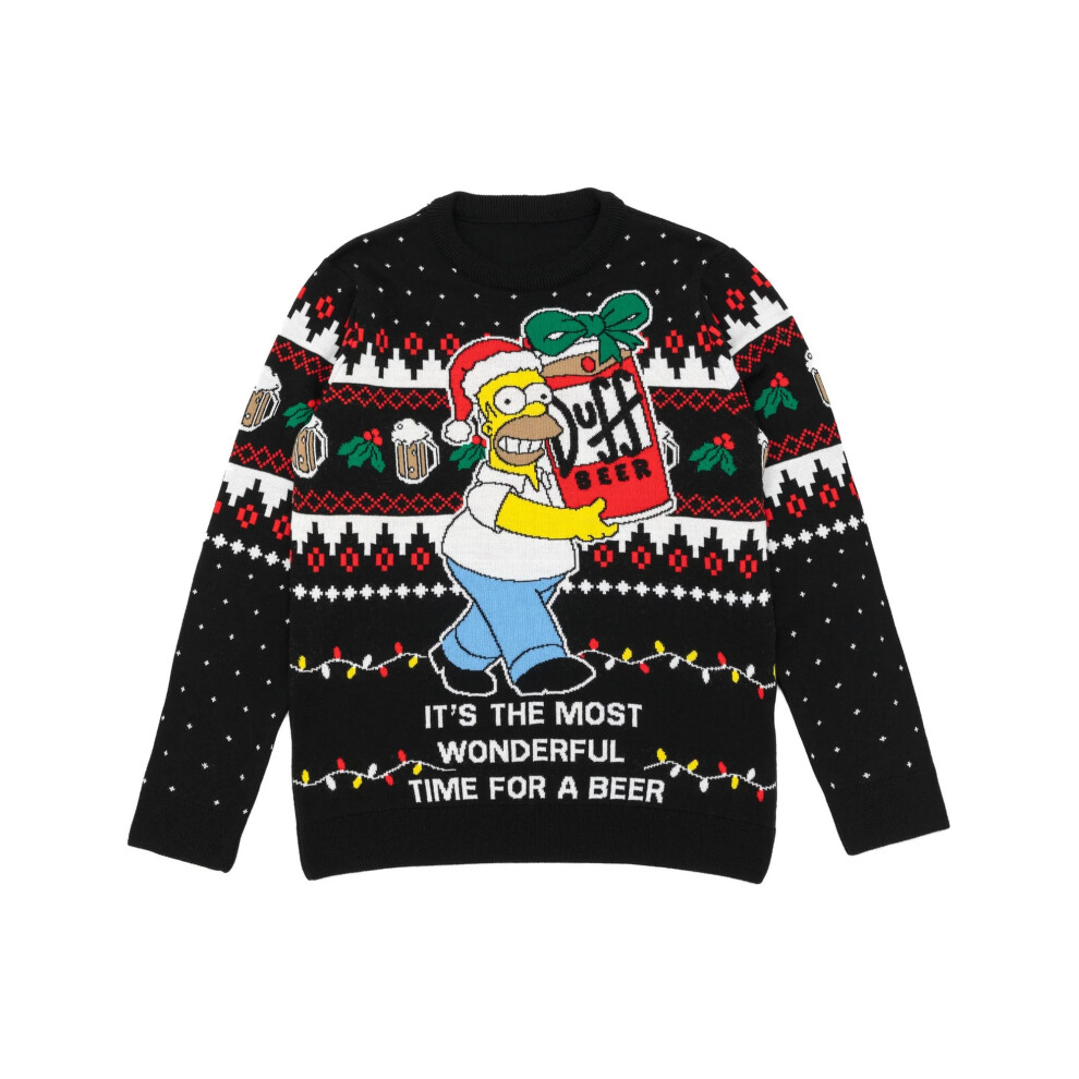 The Simpsons (Xxl, ) Mens Homer Simpson Christmas Jumper Black
