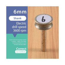 Diamantschleifscheibe für Glashobel, gerade Fase, 6 mm Schaft (6 mm)