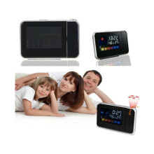Digitaler LED-LCD-Wecker mit Zeitanzeige, Wetteranzeige, Thermometer, Schlummerfunktion und Hintergr