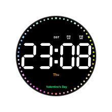 Digitale Wanduhr mit farbiger Beleuchtung, 10-Zoll-LED-Digitaluhr mit Fernbedienung, Wecker für Wohn