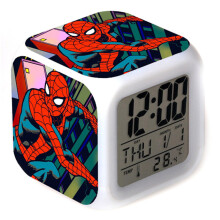 Digitales LED-Farbwechsel-Thermometer, leuchtender Wecker, Spider-Man