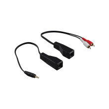 DC3,5mm Stereo- und RCA-Rot-Weiß-Audiosignal-Balun über Cat5/6-Kabel RJ45-Buchse auf DC3,5mm &2xRCA-