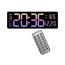 Digitale Wanduhr, großer Wecker, Fernbedienung, Datums-, Wochentags- und Temperaturanzeige, zwei Ala