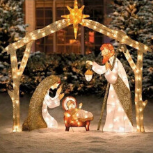 Weihnachtskrippe mit Jesus und der Heiligen Familie – Gartendekoration für den Außenbereich