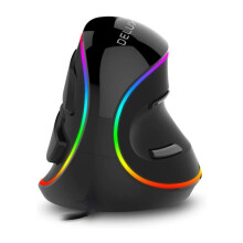 DELUX Vertikalmaus, kabelgebundene ergonomische Maus mit RGB-Beleuchtung, 5 einstellbare DPI-Stufen