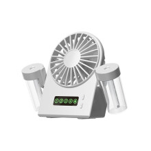 2-in-1 Tisch-Luftbefeuchter mit zwei Sprühdüsen, USB-Anschluss, Digitalanzeige, 1200-mAh-Akku, Weiß