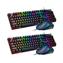 CZHONG-Gaming Tastatur- und Maus-Set mit Regenbogen-LED-Hintergrundbeleuchtung, kabelgebunden, USB-A