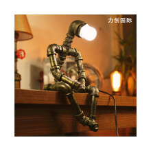 Kreative Steampunk-Tischlampe im Roboter-Stil aus Eisen, Tischlampe im Retro-Wasserrohr-Design