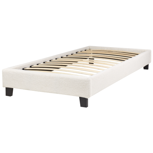 Beliani Bed without Headboard Boucle ROANNE 90 x 200 cm (EU Single) Light Beige 2