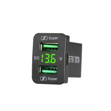 Dual-USB-Schnellladeanschluss für versenkte Kfz-Ladebuchse 12–24 V, Kfz-Voltmeter-Zubehör