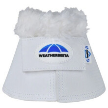 (11cm x 42cm, White) Weatherbeeta Tough Tec Fleece Trim Detail Horse Bell Boots