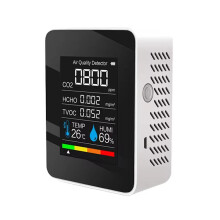 5-in-1-Luftqualitätsmonitor mit CO2- und HCHO-Messung, TVOC-Tester, LCD-Display und Temperatur-/Feuc