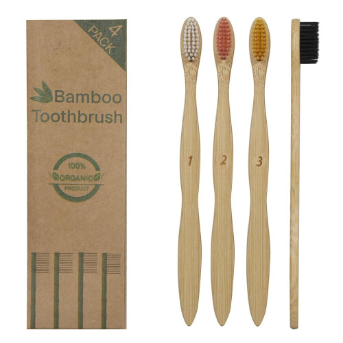 Bamboo Toothbrush Pack of 4