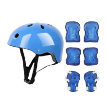 (blau) 7-teiliges Kinder-Schutzset: Helm, Ellbogen-, Handgelenk- und Knieschoner für Rollschuhe, Ska