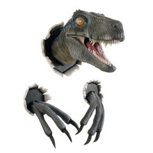 (Blau) Wanddeko-Ornament „Ausbrechender Dinosaurier“ – Dinosaurierbüste – Wanddekoration – Bastelarb
