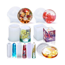 8-teiliges Set Silikon-Epoxidharz-Gießformen (rund, quadratisch, kugelförmig, Anhänger, Untersetzer)