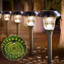 BEAU JARDIN 4er-Set Solar-Gartenleuchten mit Edelstahl-Glaslinse, wasserdicht, automatische Ein-/Aus