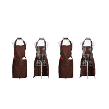4x Schürze mit Vordertasche für Metzger, Köche, Küchenpersonal (Kochen, Backen, Kellner) - Braun
