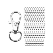 50 Stück drehbare Karabinerhaken für Lanyards, drehbare Karabinerhaken aus Metall, silberfarben