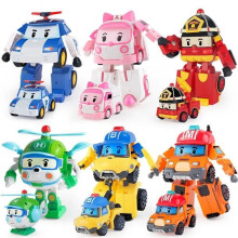 6PCS Accademia Robocar Giochi Poli Roy Amber Robot Mark Bucky Trasformatori Robot Auto