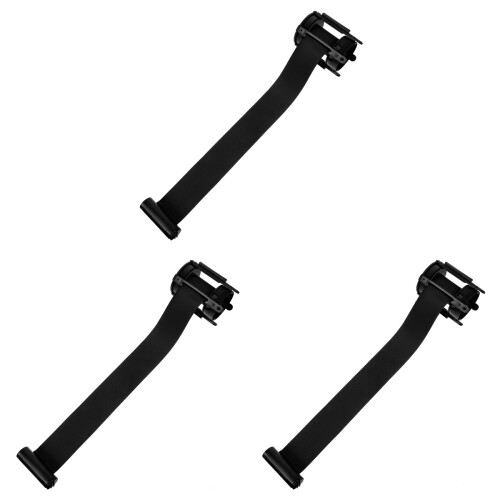 3Pcs Adjustable Retractable Barrier Belts Black Polyester Outdoor
