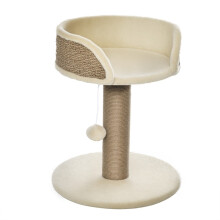 Katzenbaum, Katzenbett, Katzenkorb, inklusive Spielball, 40 cm x 40 cm x 49 cm, Natur + Cremeweiß