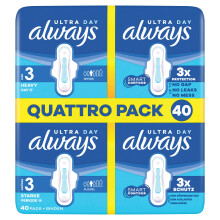 Always Ultra Day Size 3 Sanitary Pads with Wings 40 Pack