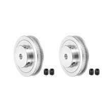 2 x 80-Zahn-Zahnriemenscheibe mit 8 mm Bohrung, Aluminium-Synchronrad, silberfarben, mit M5-Schraube