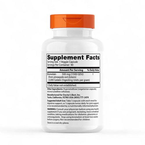 Doctor's Best Υψηλής Δυναμικότητας Bromelain 3000 GDU, 500mg - 90vcaps 1