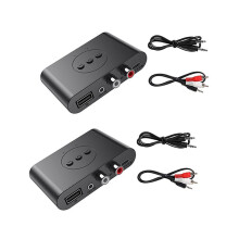 2x 5.2 Audio-Empfänger RCA 3,5mm AUX-Buchse Stereo-Musik-Funkadapter mit Mikrofon für Auto-Lautsprec
