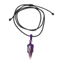 Collana con ciondolo esagonale in pietra curativa viola