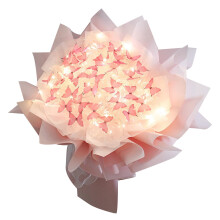 Set buchet de flori cu fluturi și lumină LED, 33 bucăți