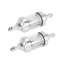 2 Stück Universal-Chrom-Kraftstoff-Rohöl-Motor-Inline-Filter 5/16 Zoll 8 mm Silber für Motorräder
