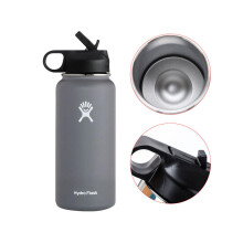 (Blaue) Hydro Flask Edelstahl-Trinkflasche mit breiter Öffnung, flexiblem Strohhalmdeckel und doppel