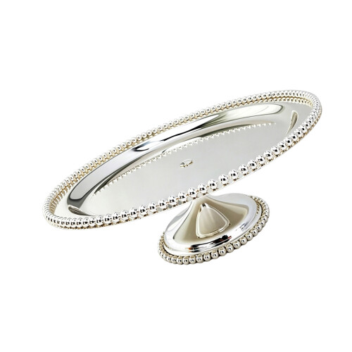 Edelstahl-Snacktablett, eleganter runder-kurze Beine 30cm