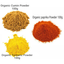 Organic Ground Spices Combo of Cumin/Turmeric/Paprika Powder 100g Each