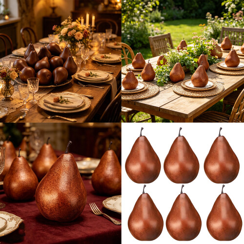 Simulated Pear Model Decoration Natural Looking Fruit-6pcs 2