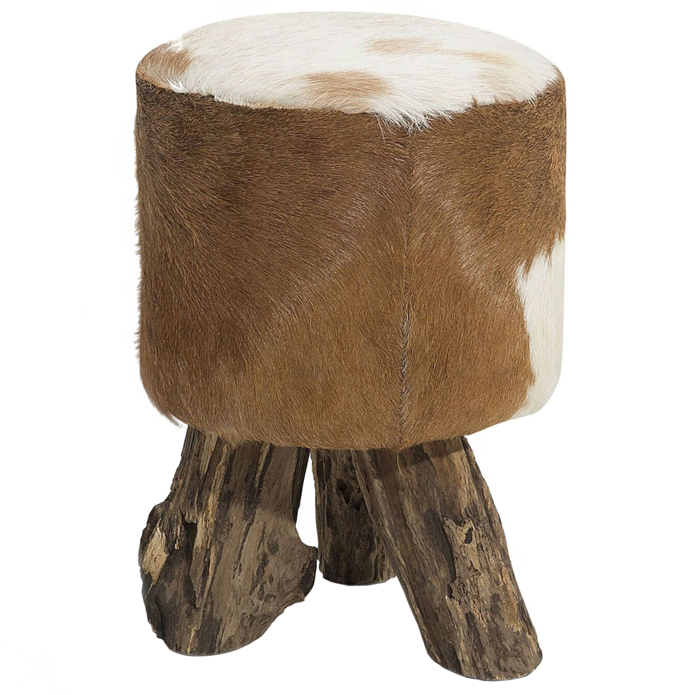 Footstool KENT Leather Golden Brown