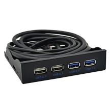 USB-Frontblende, 4 High-Speed-Anschlüsse (2 x 3.0 + 2 x 2.0 Hub), 19-Pin/9-Pin 3,5-mm-Anschluss