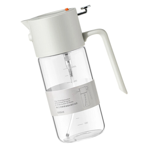 550-ml-Ölsprühflasche aus Glas mit ergonomischem Design,-Weiß