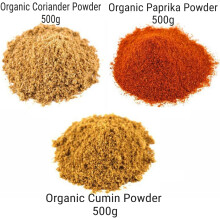 Organic Spice Combo of Coriander Powder/Cumin Powder/Paprika Powder 500g Each