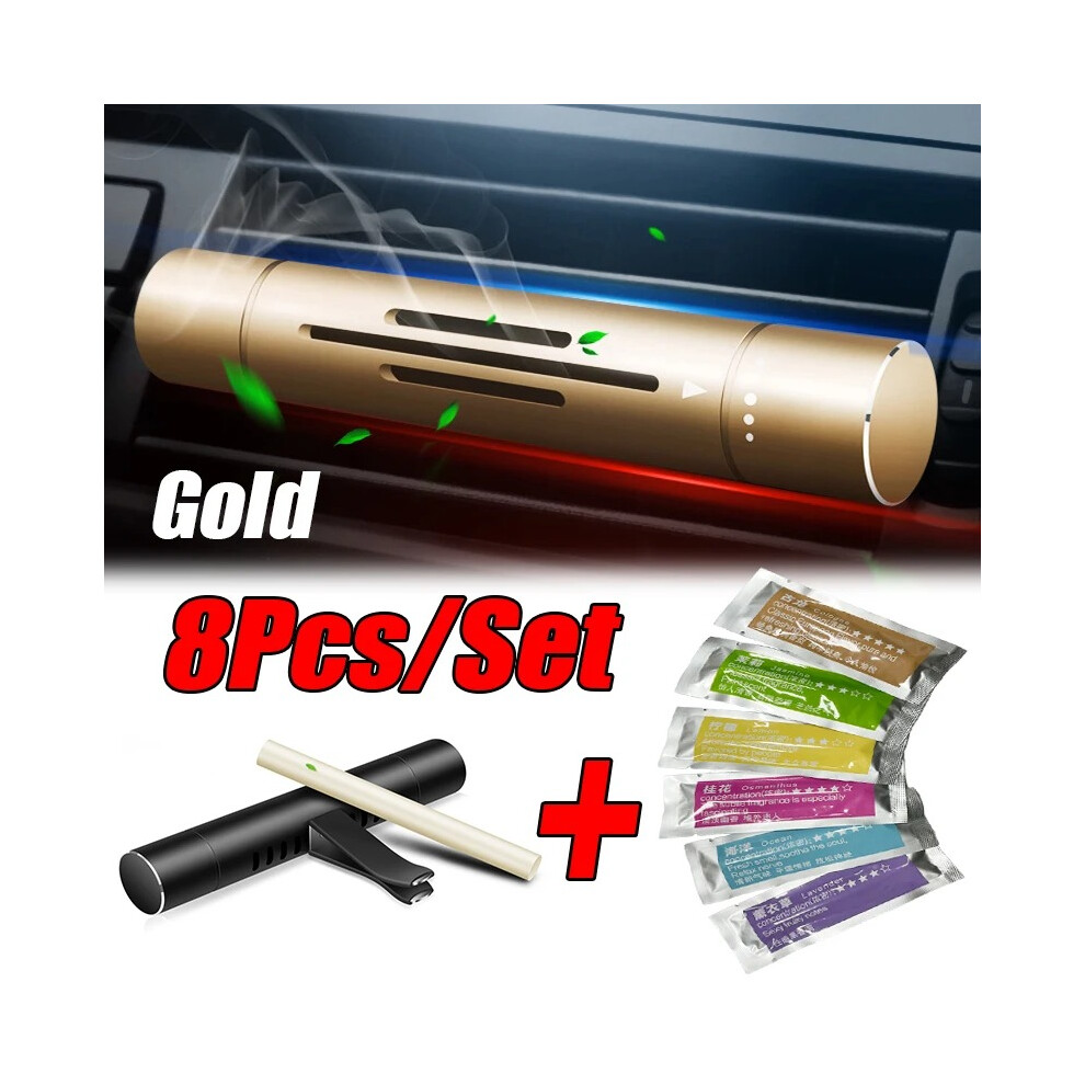 Photos - Car Air Freshener Gold 8 Piece Car Air Vent Perfume Set Long Lasting  Aroma Clip Auto Interior Accessory